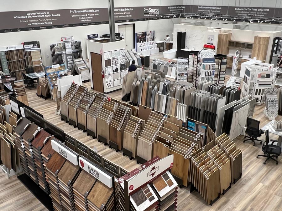 pro source showroom with floor samples